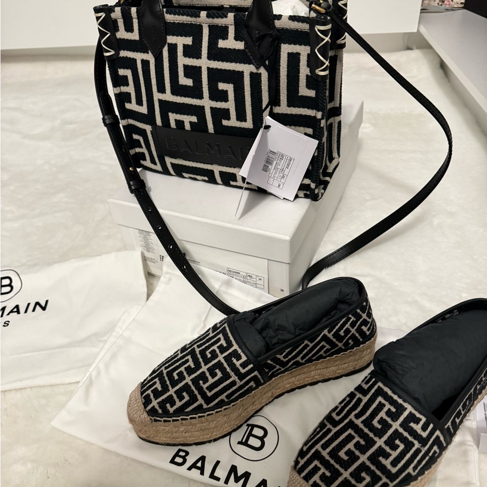 Balmain Black and Cream Espadrilles - Picture 5 of 13